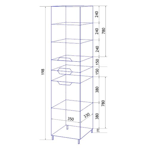 Пенал Loranto Стиль 35 левосторонний, 350х1970х330, белый (CS00024793)