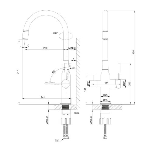 Смеситель Lemark Expert LM5083S-Gray для кухни с подключением к фильтру с питьевой водой