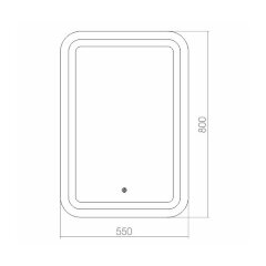 Зеркало AZARIO Мальта-2 550х800 c подсветкой и диммером, сенсорный выключатель, подогрев (ФР-0000121