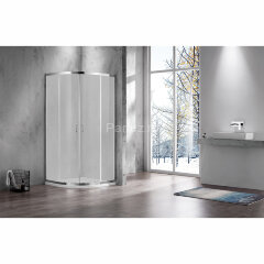 Душевое ограждение Azario MILTON 900х900х2000, БЕЗ ПОДДОНА, полукруглое, матовое стекло 6 мм, цвет профиля серебро (AZ-ND2142 900 FOG)