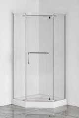 Душевое ограждение Loranto 100х100х200, с низким поддоном 13 см. 6 mm прозрачное закаленное стекло, металлический сифон (CS-816S B)