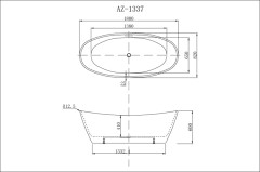 Ванна акриловая Azario EASTON 1800x820x600 мм., белая с черными внешними стенками, свободностоящая,