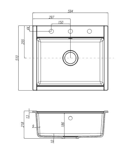 Кухонная мойка AQUATON Делия 60, серый шелк (1A715232LD250)