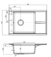 Кухонная мойка AQUATON Делия 78, графит (1A715132DE210)