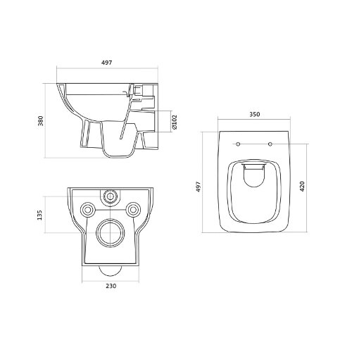 ПЭК: Santek Нео rimless подвесной безободковый унитаз с сиденьем + инсталляция + панель смыва белая