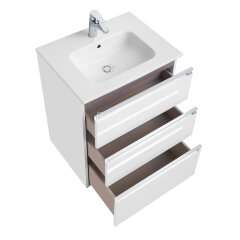 THE GAP Модуль д/раковины 600 мм, 3 ящика, белый глянец