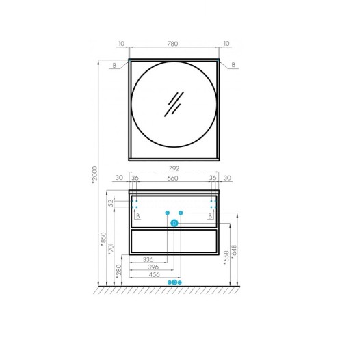 Зеркало AQUATON Лофт Фабрик 80, дуб кантри (1A242602LTDY0)
