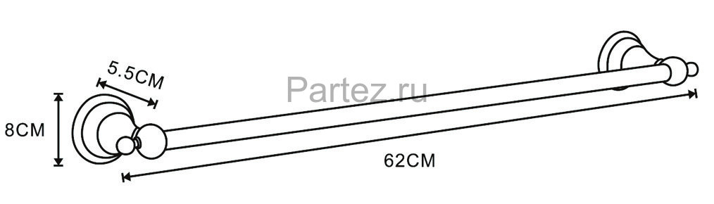 Полотенцедержатель Azario ELVIA трубчатый одинарный, золото (AZ-91101G)