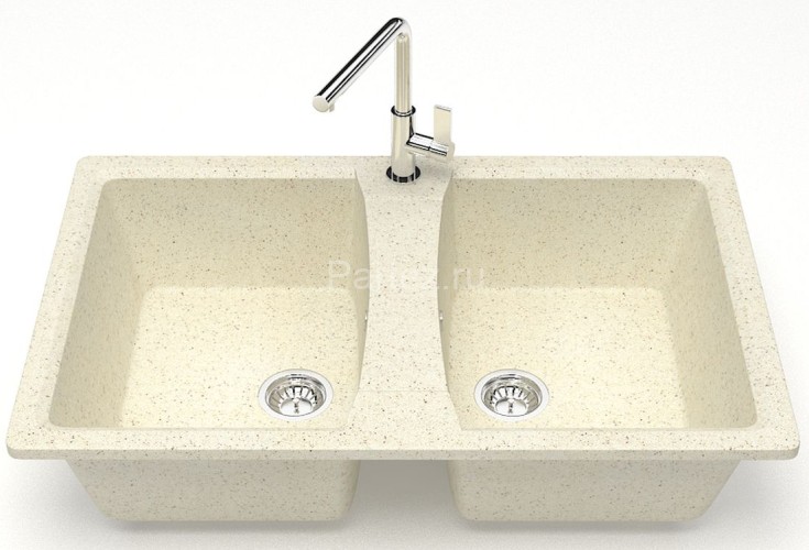 Кухонная мойка AZARIO Elmas 780х500х190 двойная, искусственный мрамор, цвет бежевый (CS00078331)