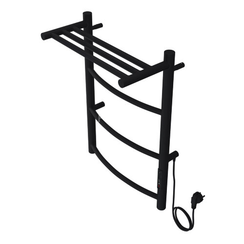 Полотенцесушитель электрический AZARIO VERONA 400/600 3 секции, с полкой, диммер справа, черный (AZ0