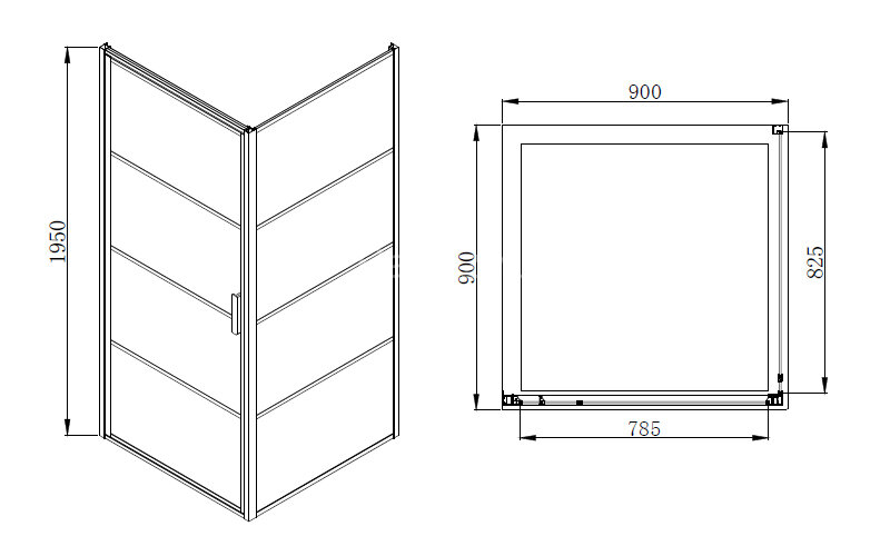 Душевое ограждение Azario RICHMOND 900х900х1950, без поддона, прозрачное стекло 6 мм, цвет профиля черный (AZ-NAG1221 900 BLACK)