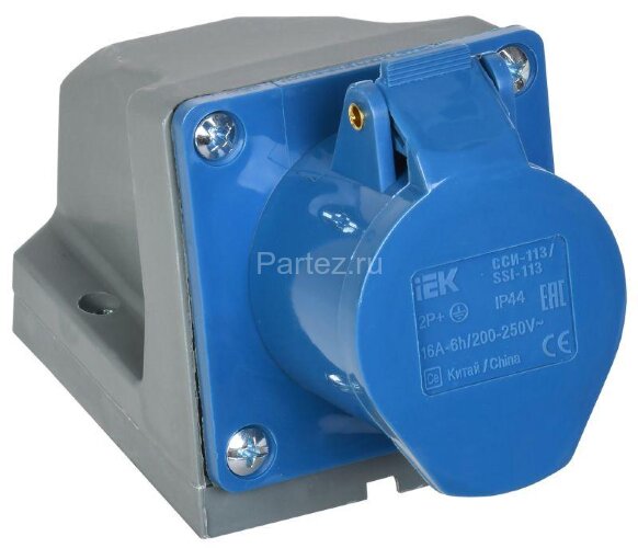 Розетка ОП 16А 220В 2P+PЕ ССИ-113 IP44 IEK PSR11-016-3