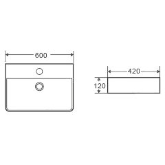 Раковина накладная Azario 600х420х120 прямоугольная, светлый мрамор (AZ-2173-M845)
