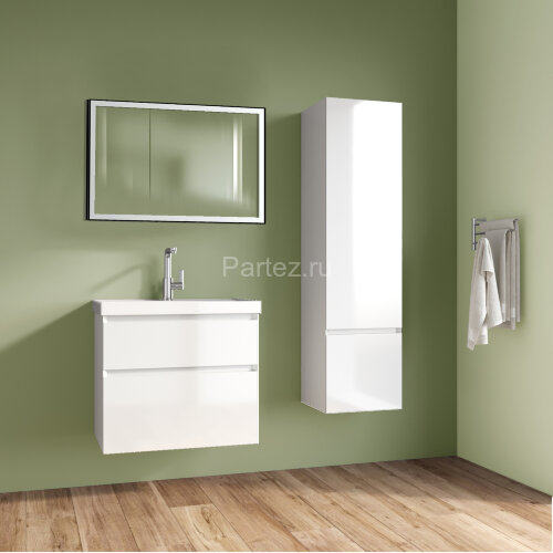 Комплект тумба Azario Velluto 100 1000х450х660 подвесная, с раковиной Slim 100, белый матовый (CS000