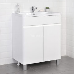 Комплект тумба Итана Roberto 70 (700х453х850) напольная, с раковиной Adel 70, белый глянец (315239)