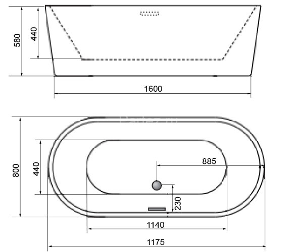 Ванна акриловая AZARIO FLORENCE 1770*810*580  отдельностоящая (AZ-М707)
