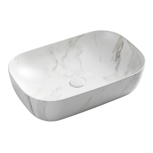 Раковина-чаша Azario 610x410x145 накладная, овальная, светлый мрамор (AZ-2143-P-M831)