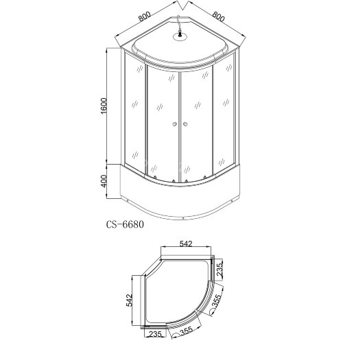 Душевая кабина Loranto CS-6680F 80х80х215, поддон 40см