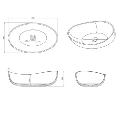 Раковина AZARIO 650x400x200 накладная из искусственного камня, белая матовая (AZ-1214S)