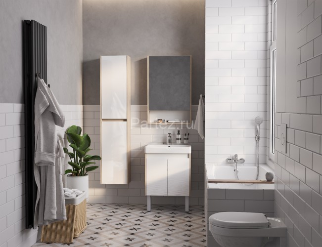 Тумба под раковину AQUATON Сканди 55 Doors универсальная, Белый/Дуб Верона (1A278801SDB20)