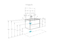 Тумба под раковину AQUATON Сохо 75 подвесная, графит софт/дуб веллингтон ((1A258101AJA00))