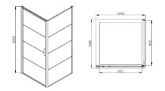 Душевое ограждение Azario RICHMOND 1000х1000х1950 R, без поддона, прозрачное стекло 6 мм, цвет профиля черный (AZ- NAG1221 1000 BLACK)