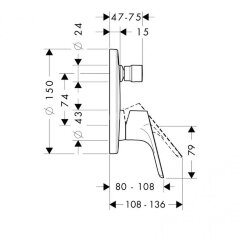 31945000 Focus Смеситель для ванны, однорычажный, СМ