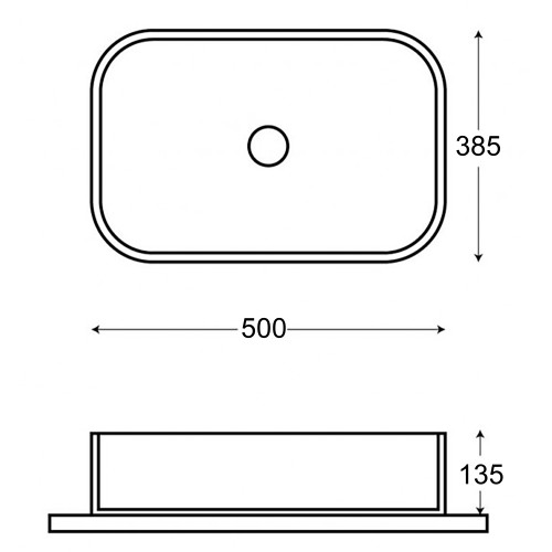 Раковина накладная Azario 500х385х135 прямоугольная, белый глянцевый (AZ-2284)