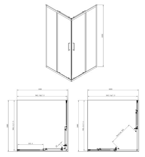 Душевое ограждение Azario SEATTLE 100х100х195 хром, 6мм прозрачное стекло