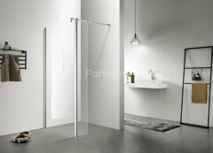Душевая перегородка Azario CHICAGO 800х1950 прозрачное стекло 8 мм, подвижная доп.перегородка 30 см, цвет профиля серебро (AZ-NAR6321 800)