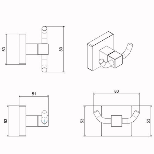 Крючок Azario RINA, Хром (AZ-87005B)