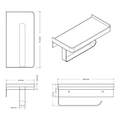 Бумагодержатель AZARIO ALTRE с полкой для телефона, черный матовый (AZ688B)