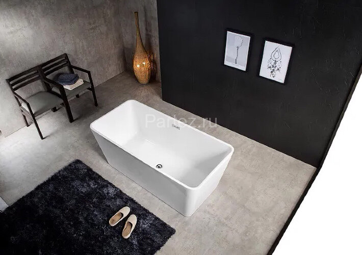 Ванна акриловая Azario LINCOLN 1600х800х580, свободностоящая, в комплекте с сифоном и металлической 