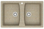 Кухонная мойка AZARIO Elmas 780х500х190 двойная, искусственный мрамор, цвет песочный (CS00078334)