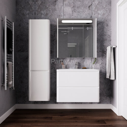 Комплект тумба Итана Roberto 80 (795х56х06) подвесная, с раковиной Adel 80, белый глянец (375043)