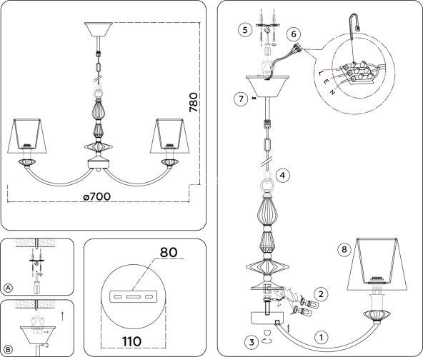Подвесная люстра Ambrella LH75024