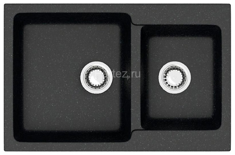 Кухонная мойка AZARIO Grand 765х500х190 двойная, искусственный мрамор, цвет Черный (CS00079903)