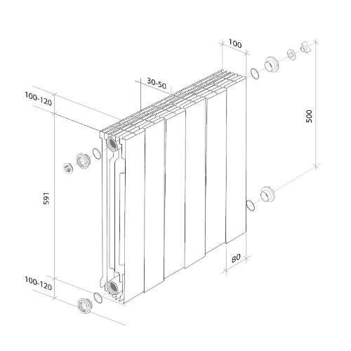 Радиатор Royal Thermo PianoForte 500 /Noir Sable - 6 секц. VDR