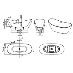 Ванна акриловая Creo Ceramique TOURS 170х730х675 отдельностоящая (TO5001)