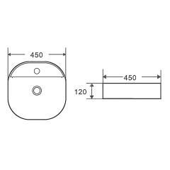 Раковина накладная Azario 450х450х120 округлая, белый глянец (AZ-2204)