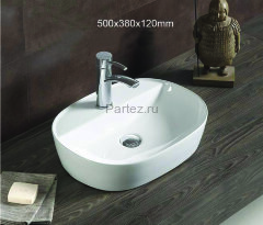 Раковина накладная Azario 500х380х120 овальная, белый (AZ-2202 SP)