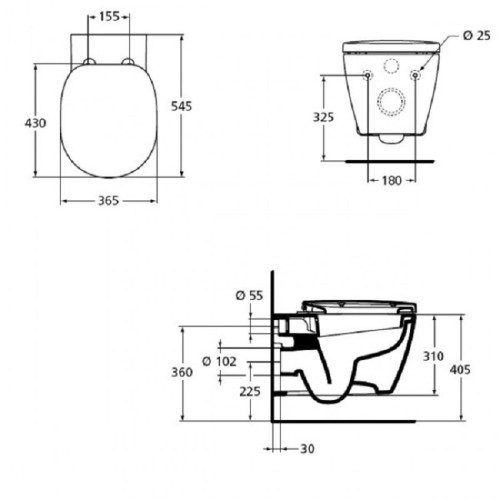 Комплект инсталляции Ideal Standard ProSys Eco Frame M с унитазом Connect E803501, сиденье микролифт
