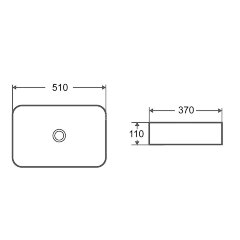 Раковина накладная Azario 510х370х110 прямоугольная, белый глянец (AZ-78570B)