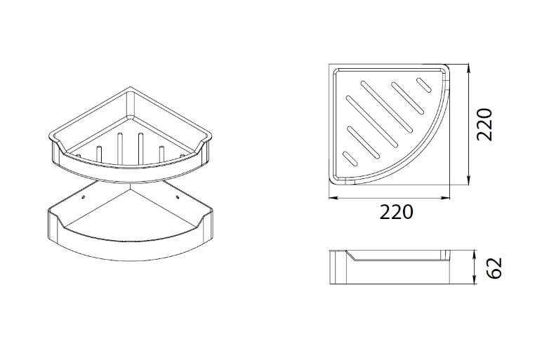 Полка угловая Fixsen Hotel одноэтажная, хром (FX-31003D)