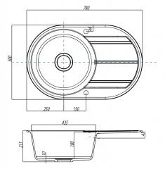 Кухонная мойка AQUATON Амира, шампань (1A712932AI290)