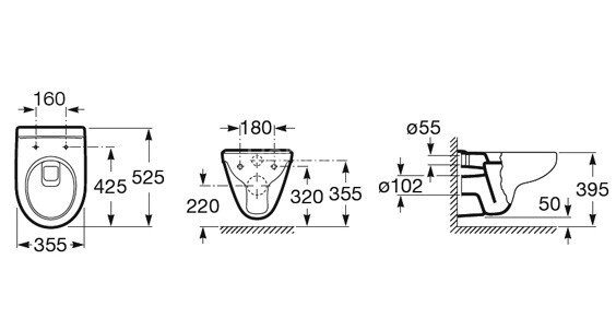 Унитаз подвесной Roca Victoria безободковый, скрытый монтаж, белый (7346393000)