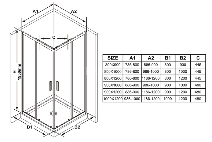 Душевая дверь Ravak раздвижная 90х195, толщина полотна 6мм универсальная, цвет профиля хром