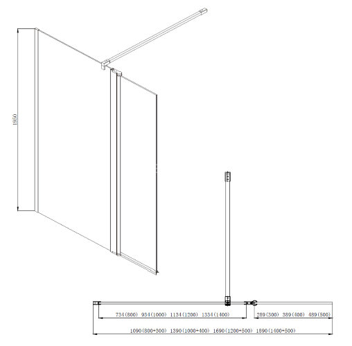 Душевая перегородка Azario CHICAGO 1000х1950 прозрачное стекло 8 мм, подвижная доп.перегородка 40 см, цвет профиля серебро (AZ-NAR6321 1000)