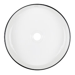 Раковина-чаша Azario 355х355х120 накладная, круглая, белый глянец/черная оконтовка (AZ-3134-BE)