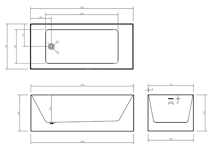 Акриловая ванна ABBER AB9274-1.7